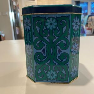 Vintage Blue and Green Tea Tin Great Britain